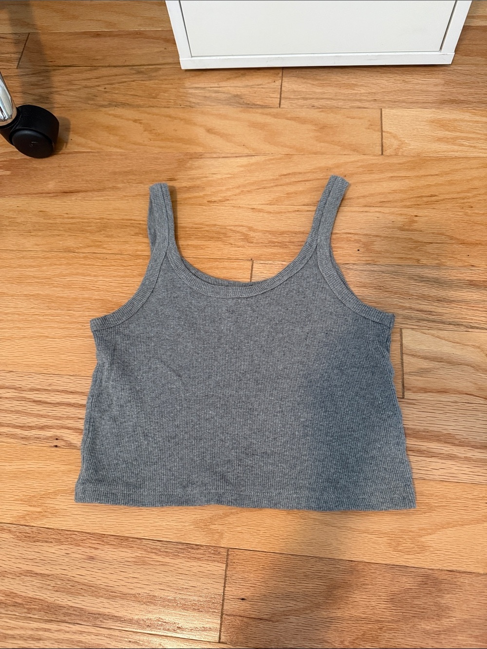 Grey Ribbed Scoop Neck Tank Top